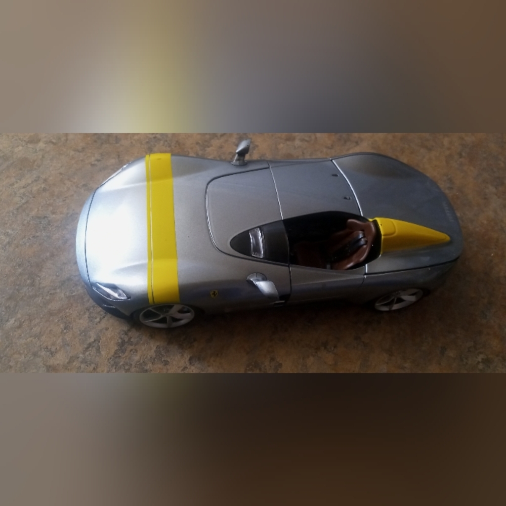 Ferrari monza sp1 Silver and Yellow Sports Car Toy - Kids Toy 1:18
